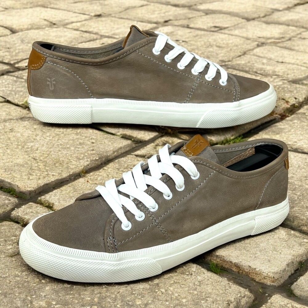 Frye Gray and White Leather Sneakers